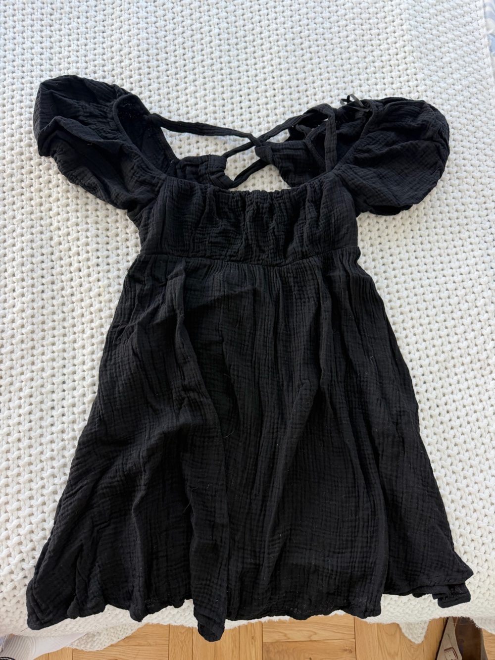 Princess Polly Black Mini Dress with Puff Sleeves Size 4
